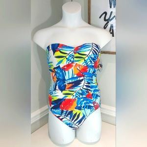 Jag Multi Color Floral Print One Piece Swimsuit NWT